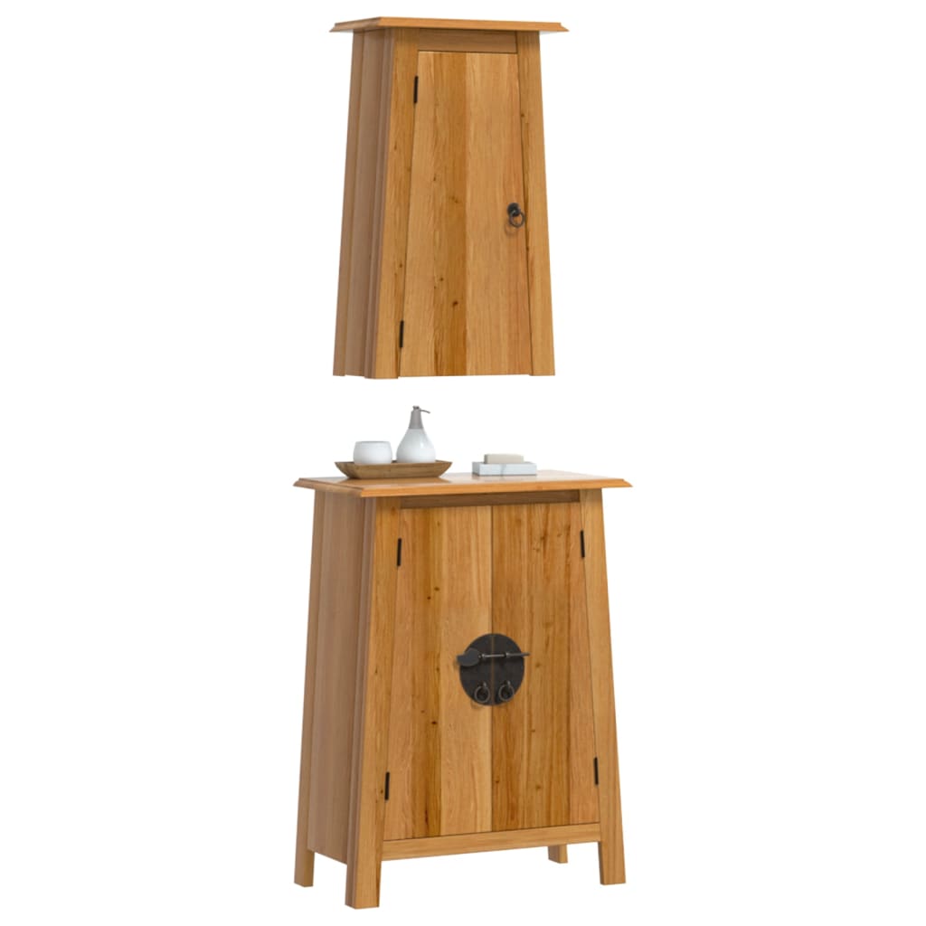 2 Piece Bathroom Furniture Set Solid Wood Pine