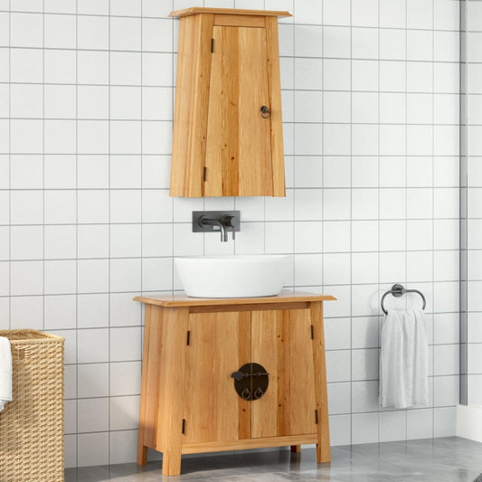 2 Piece Bathroom Furniture Set Solid Wood Pine