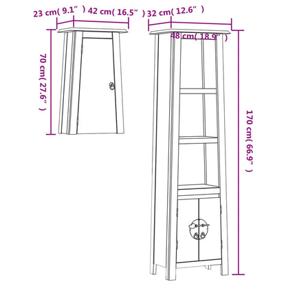 2 Piece Bathroom Furniture Set Solid Wood Pine