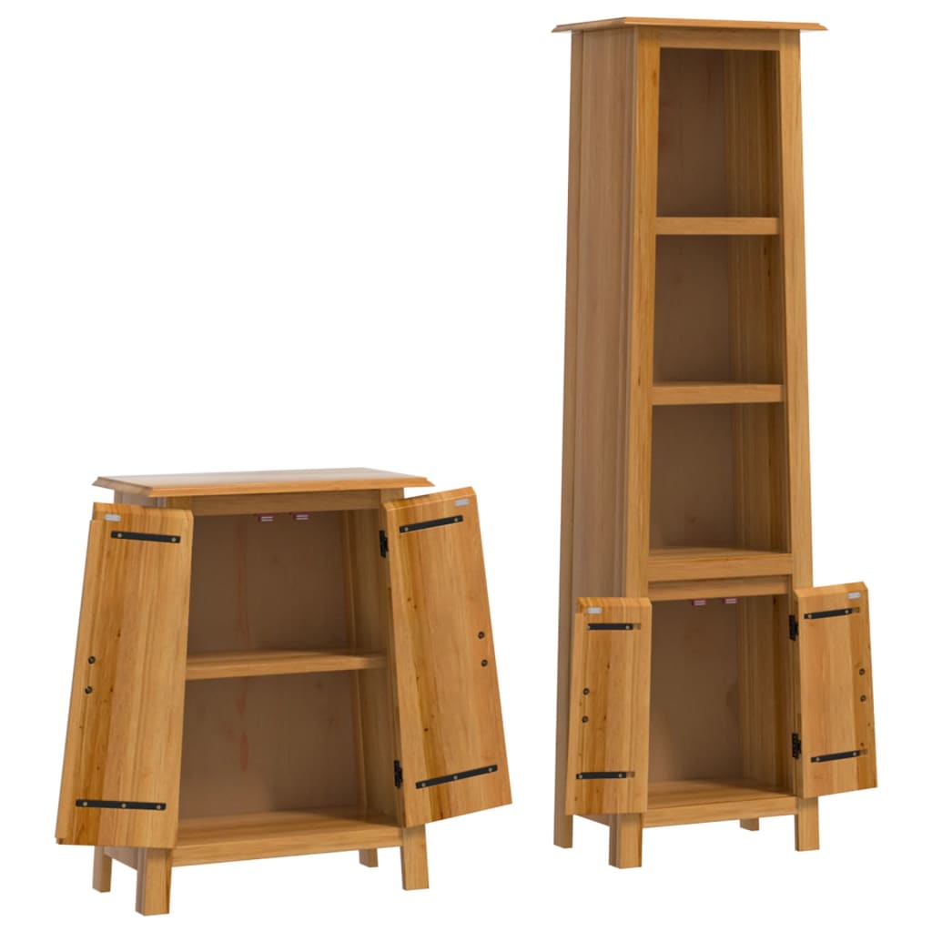 2 Piece Bathroom Furniture Set Solid Wood Pine