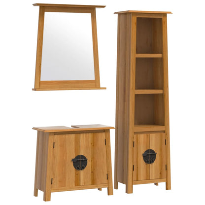 3 Piece Bathroom Furniture Set Solid Wood Pine