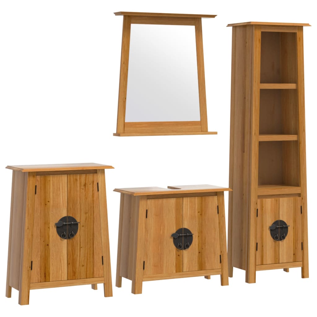 4 Piece Bathroom Furniture Set Solid Wood Pine