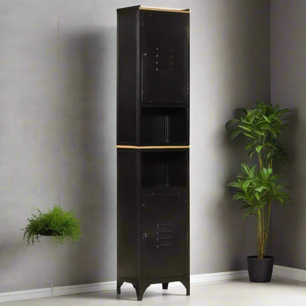 Mango Wood and Iron Bathroom Storage Cabinet - Bend