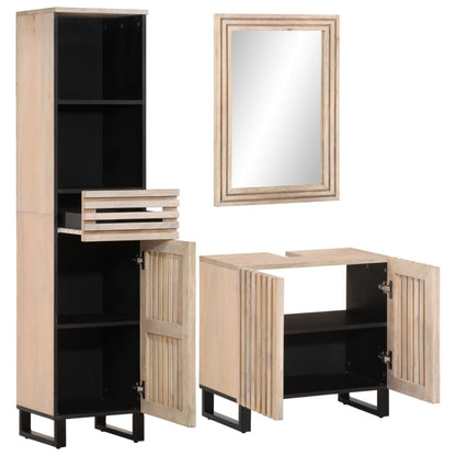 3 Piece Bathroom Furniture Set Solid Wood Mango