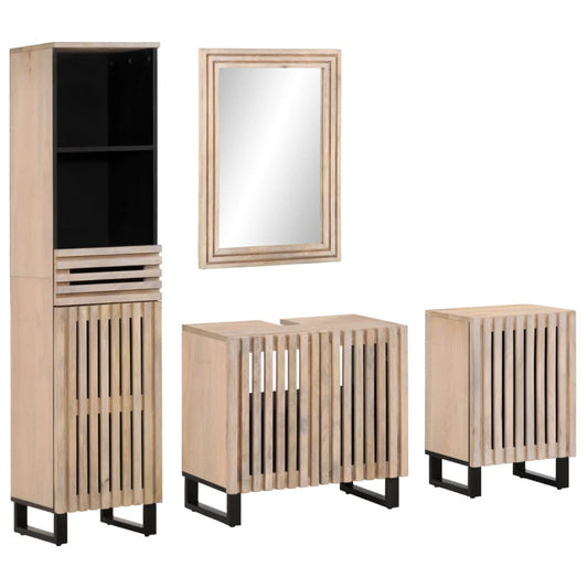 4 Piece Bathroom Furniture Set Solid Wood Mango