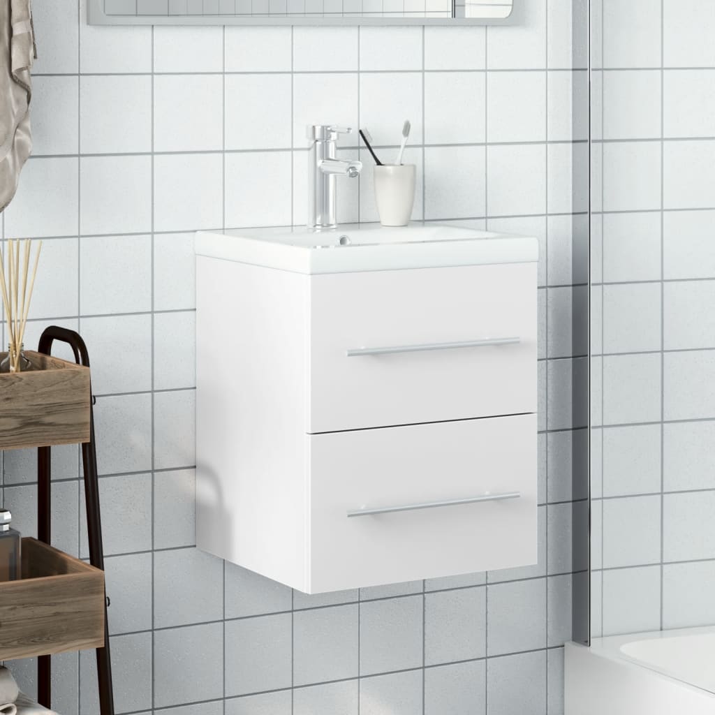 Bathroom Sink Cabinet with Built-in Basin White - Bend