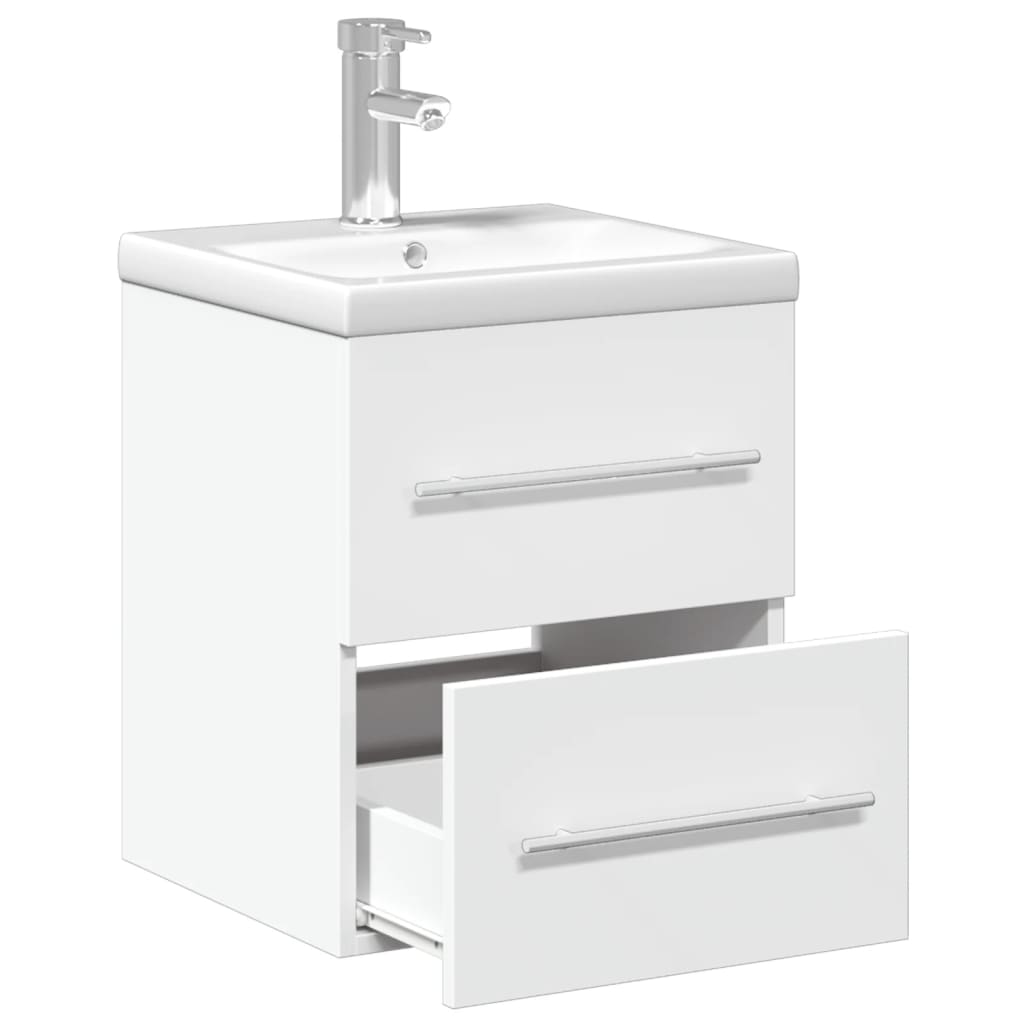 Bathroom Sink Cabinet with Built-in Basin White - Bend