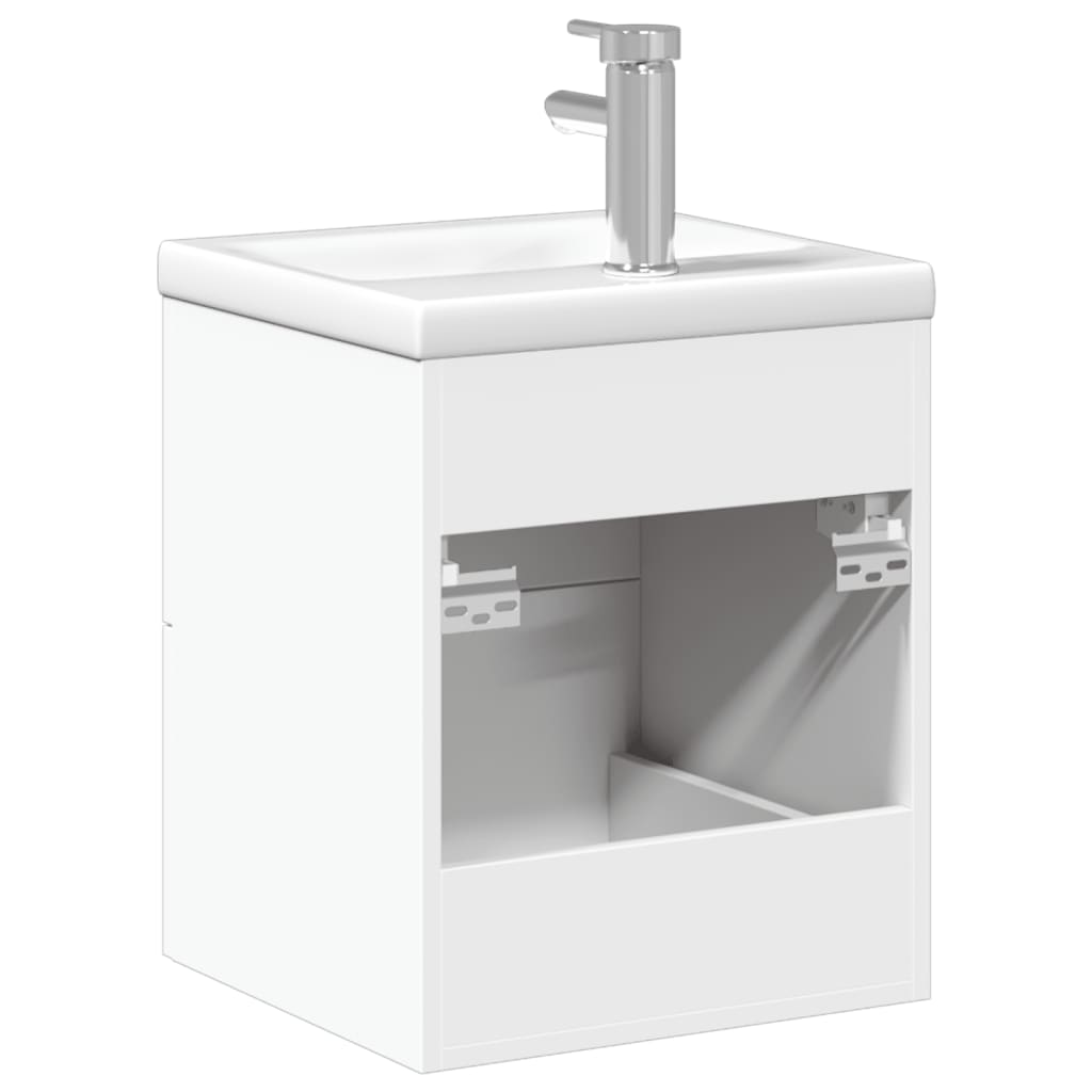 Bathroom Sink Cabinet with Built-in Basin White - Bend