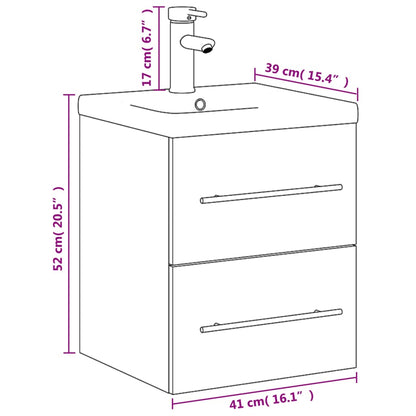 Bathroom Sink Cabinet with Built-in Basin White - Bend