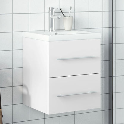 Bathroom Sink Cabinet with Built-in Basin White - Bend