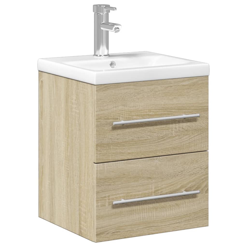 Bathroom Sink Cabinet with Built-in Basin Sonoma Oak - Bend