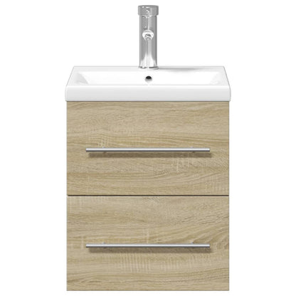 Bathroom Sink Cabinet with Built-in Basin Sonoma Oak - Bend