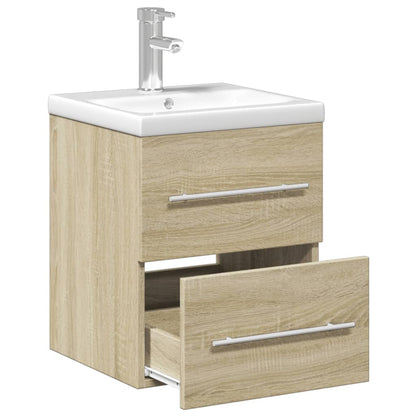 Bathroom Sink Cabinet with Built-in Basin Sonoma Oak - Bend