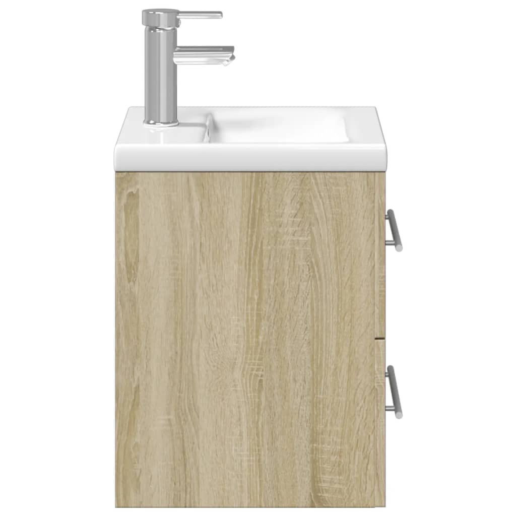 Bathroom Sink Cabinet with Built-in Basin Sonoma Oak - Bend