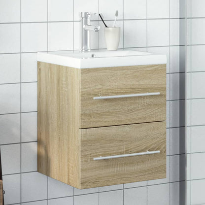 Bathroom Sink Cabinet with Built-in Basin Sonoma Oak - Bend