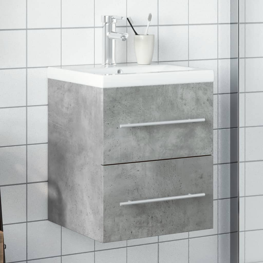 Bathroom Sink Cabinet with Built-in Basin Concrete Grey