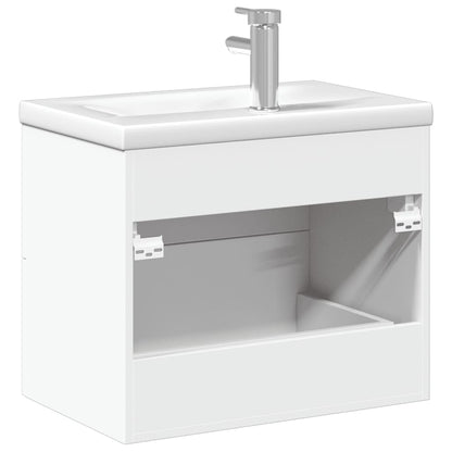 Bathroom Sink Cabinet with Built-in Basin White - Bend