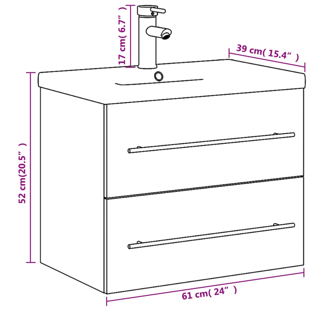 Bathroom Sink Cabinet with Built-in Basin White - Bend