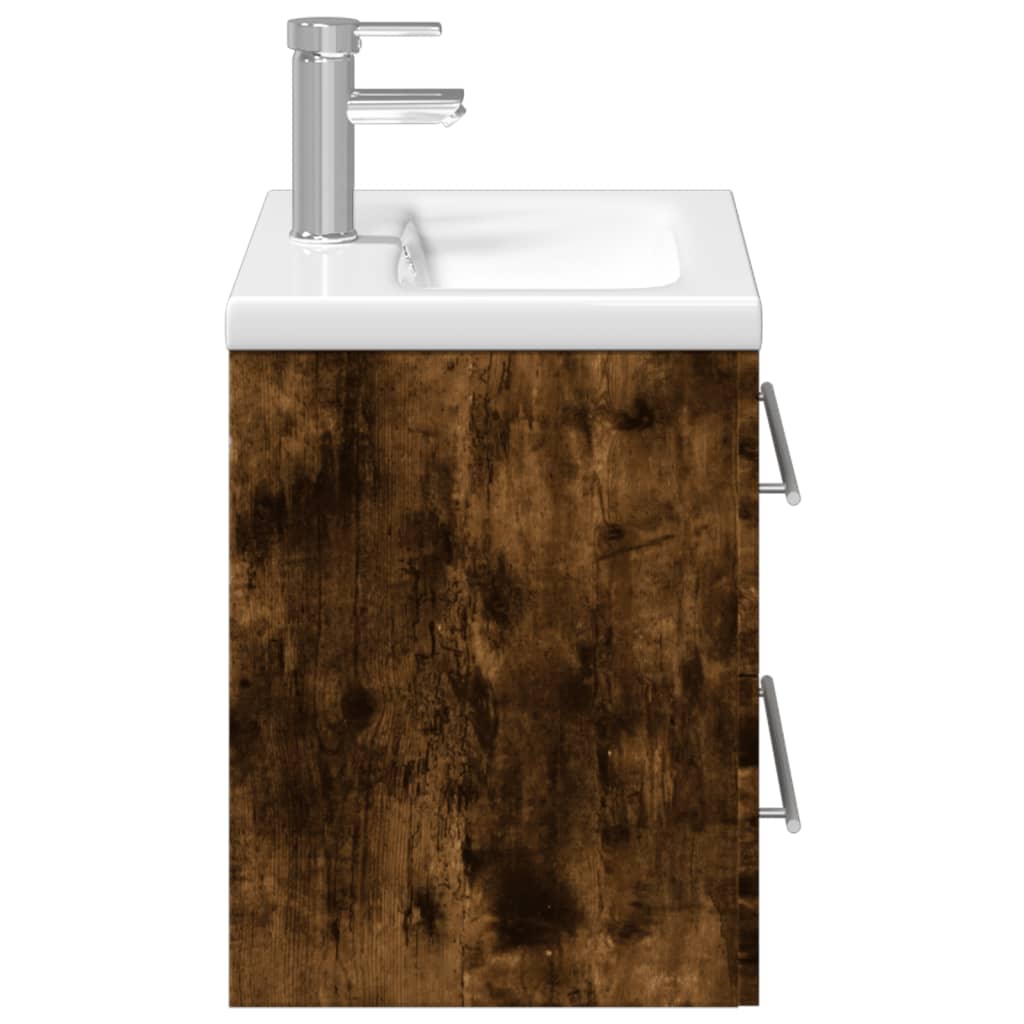 Bathroom Sink Cabinet with Built-in Basin Smoked Oak - Bend