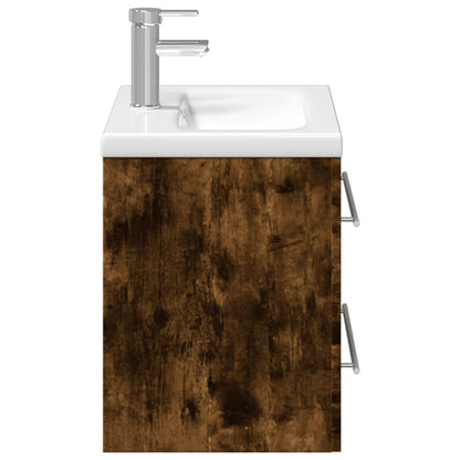 Bathroom Sink Cabinet with Built-in Basin Smoked Oak - Bend