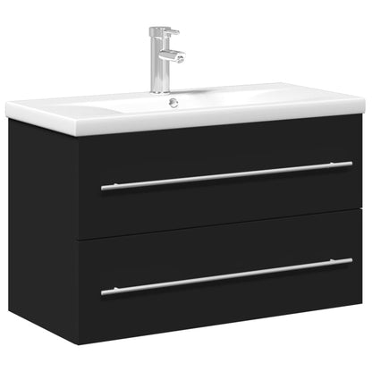 Bathroom Sink Cabinet with Built-in Basin Black - Bend