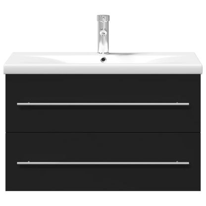 Bathroom Sink Cabinet with Built-in Basin Black - Bend