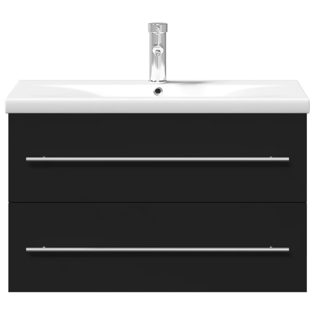 Bathroom Sink Cabinet with Built-in Basin Black