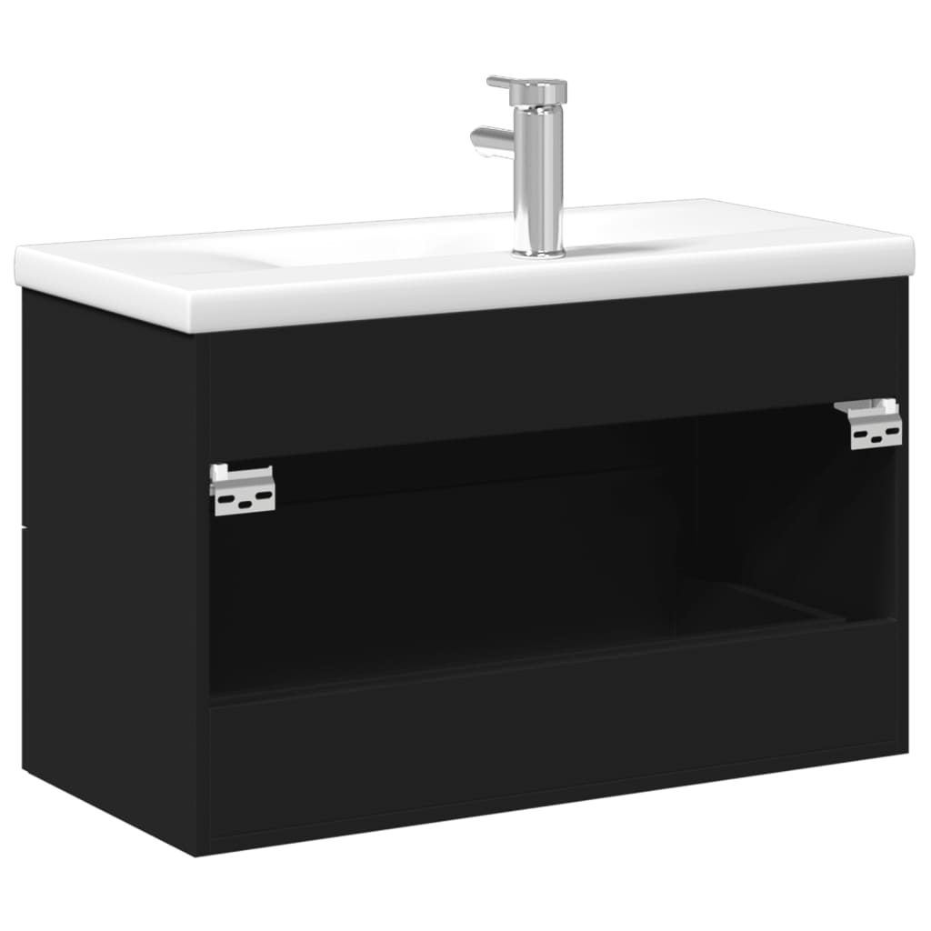 Bathroom Sink Cabinet with Built-in Basin Black - Bend