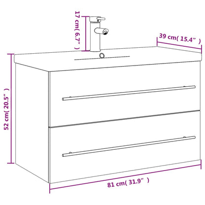 Bathroom Sink Cabinet with Built-in Basin Black - Bend