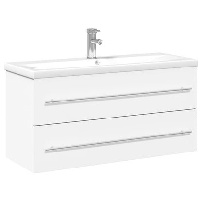 Bathroom Sink Cabinet with Built-in Basin White