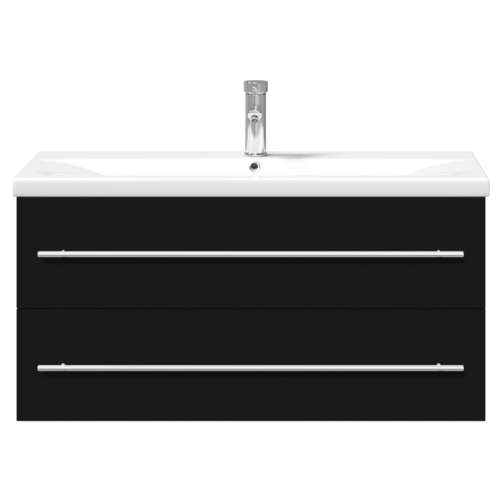 Bathroom Sink Cabinet with Built-in Basin Black