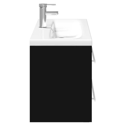 Bathroom Sink Cabinet with Built-in Basin Black