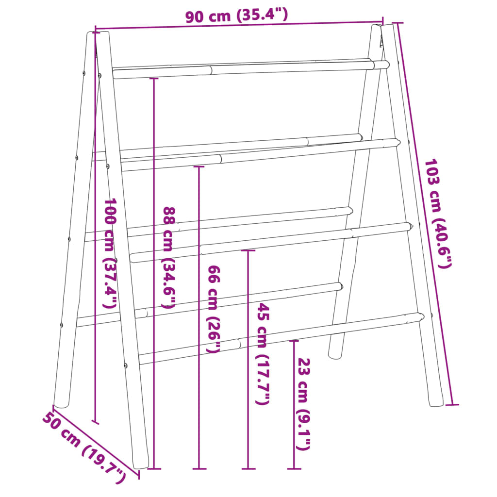 Double Bamboo Towel Ladder with 4 Rungs - Bend