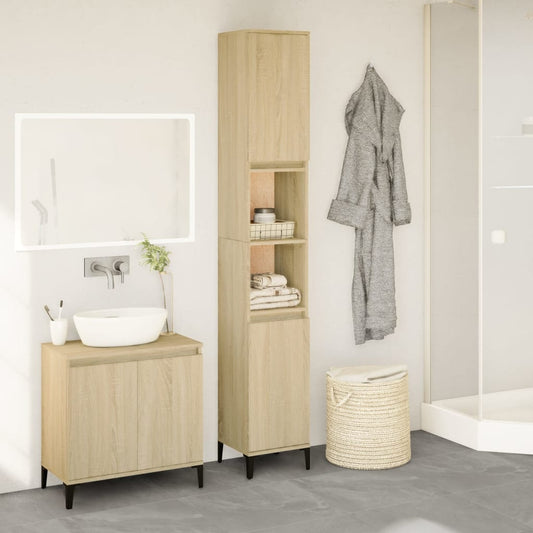 Bathroom Cabinet Sonoma Oak 30x30x190 cm Engineered Wood - Bend