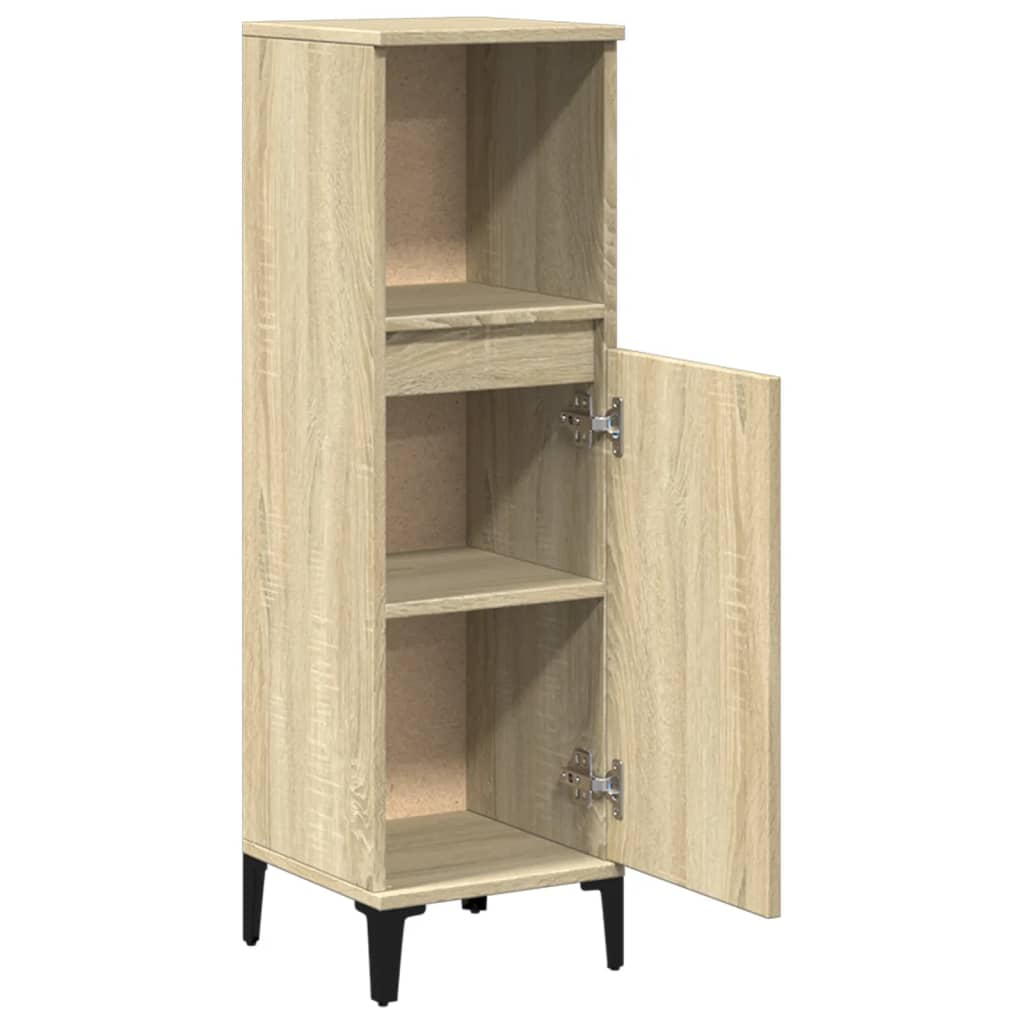 Bathroom Cabinet Sonoma Oak 30x30x100 cm Engineered Wood - Bend