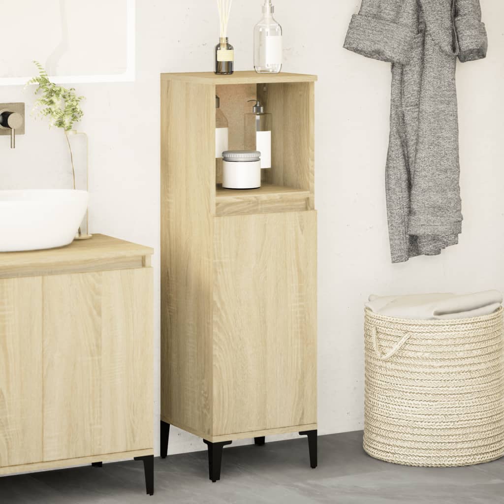 Bathroom Cabinet Sonoma Oak 30x30x100 cm Engineered Wood - Bend