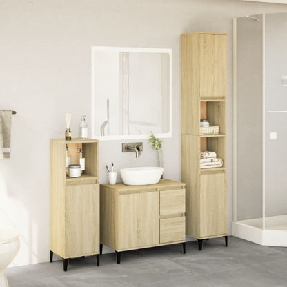 3 Piece Bathroom Furniture Set Sonoma Oak Engineered Wood