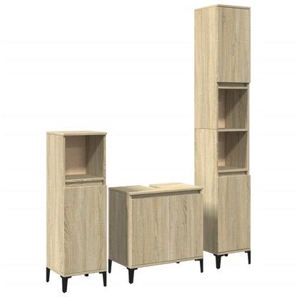 3 Piece Bathroom Furniture Set Sonoma Oak Engineered Wood