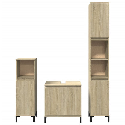 3 Piece Bathroom Furniture Set Sonoma Oak Engineered Wood