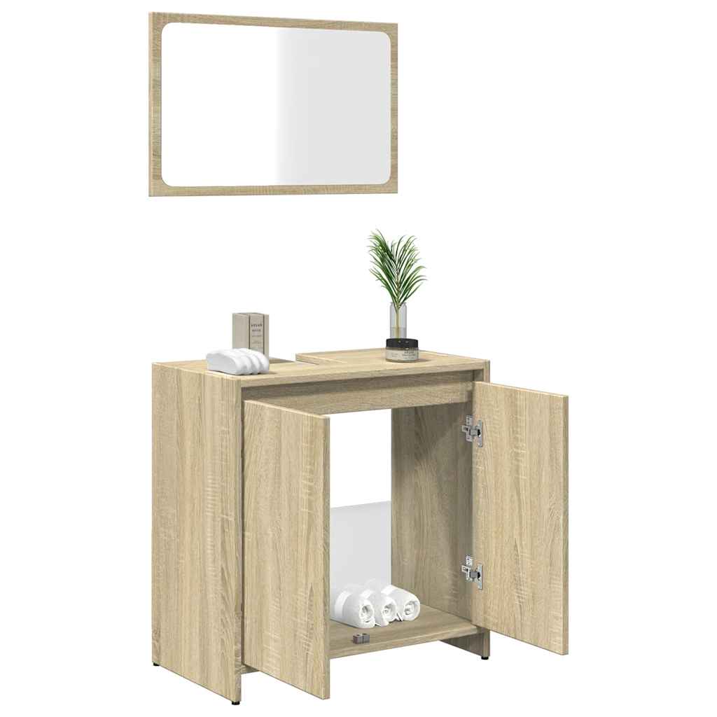 Bathroom Furniture Set Sonoma Oak Engineered Wood