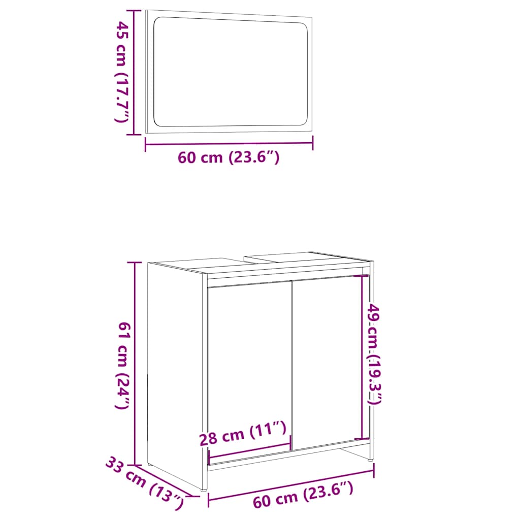 Bathroom Furniture Set Sonoma Oak Engineered Wood