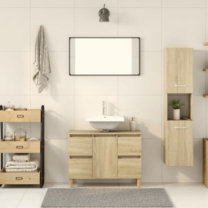 Bathroom Cabinet Sonoma Oak 30x30x130 cm Engineered Wood