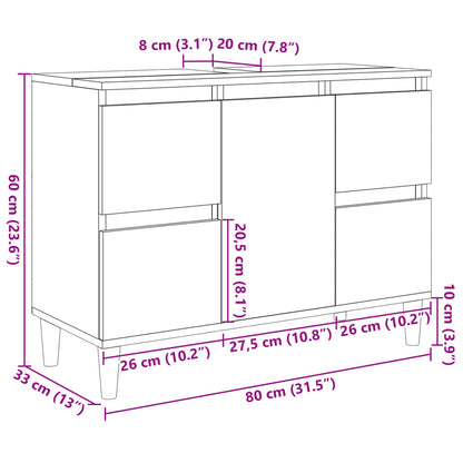 Sink Cabinet Sonoma Oak 80x33x60 cm Engineered Wood - Bend