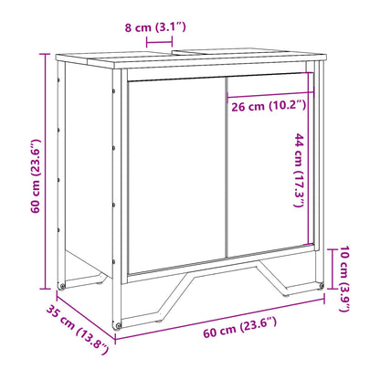 Bathroom Sink Cabinet Brown Oak 60x35x60 cm Engineered Wood