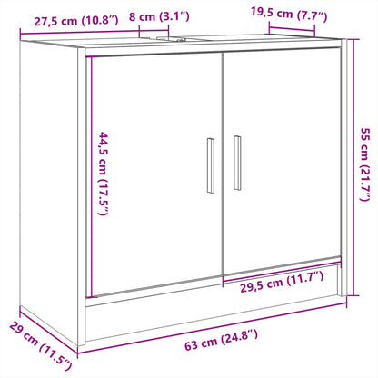 Sink Cabinet White 63x29x55 cm Engineered Wood