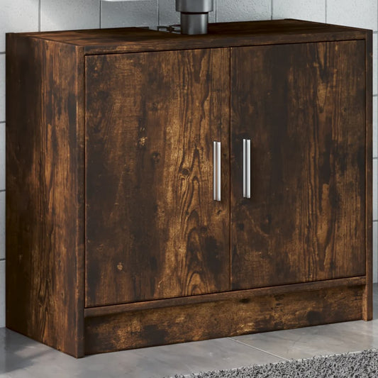 Sink Cabinet Smoked Oak 63x29x55 cm Engineered Wood