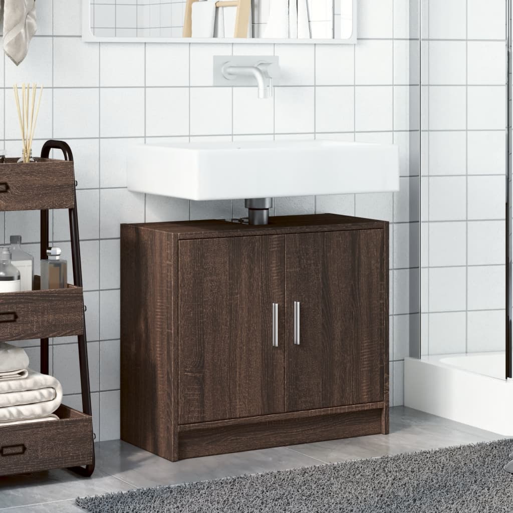 Sink Cabinet Brown Oak 63x29x55 cm Engineered Wood