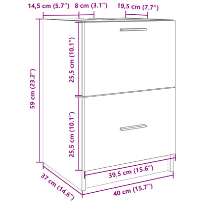 Sink Cabinet Brown Oak 40x37x59 cm Engineered Wood