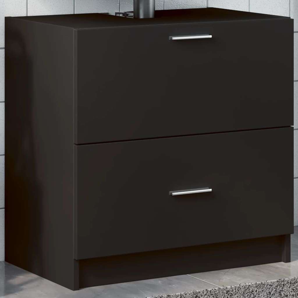 Sink Cabinet Black 59x37x59 cm Engineered Wood