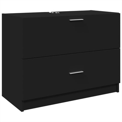 Sink Cabinet Black 78x37x59 cm Engineered Wood